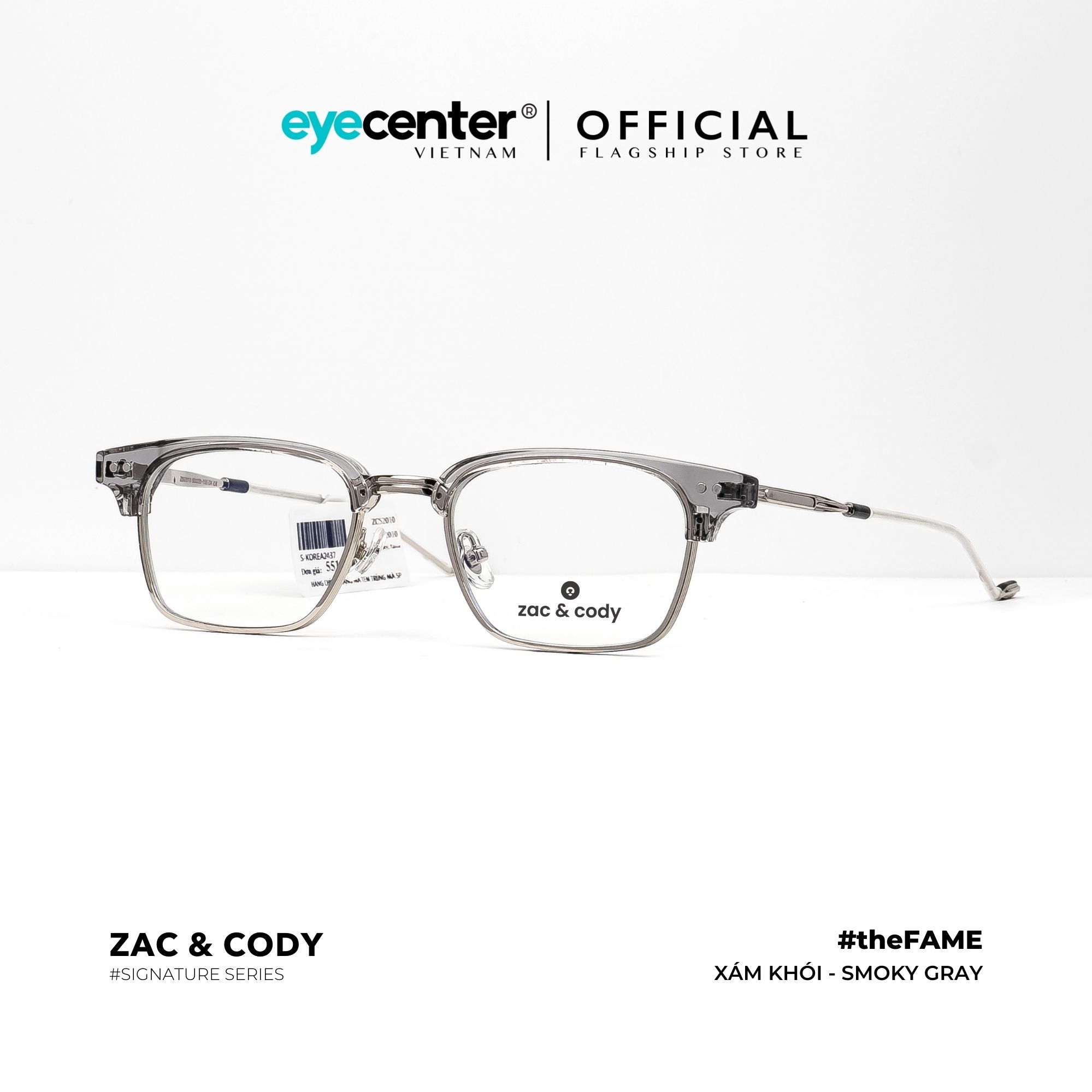 Gọng kính cận nam nữ #theFame chính hãng ZAC & CODY A21 kim loại chống gỉ cao cấp Hàn Quốc...