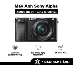 [HÀNG CHÍNH HÃNG – TRẢ GÓP 0%] Máy Ảnh Sony Alpha A6000 + 16-50mm Bộ xử lý hình ảnh: BIONZ X Cảm biến: APS HD (kèm thẻ nhớ và túi máy ảnh)