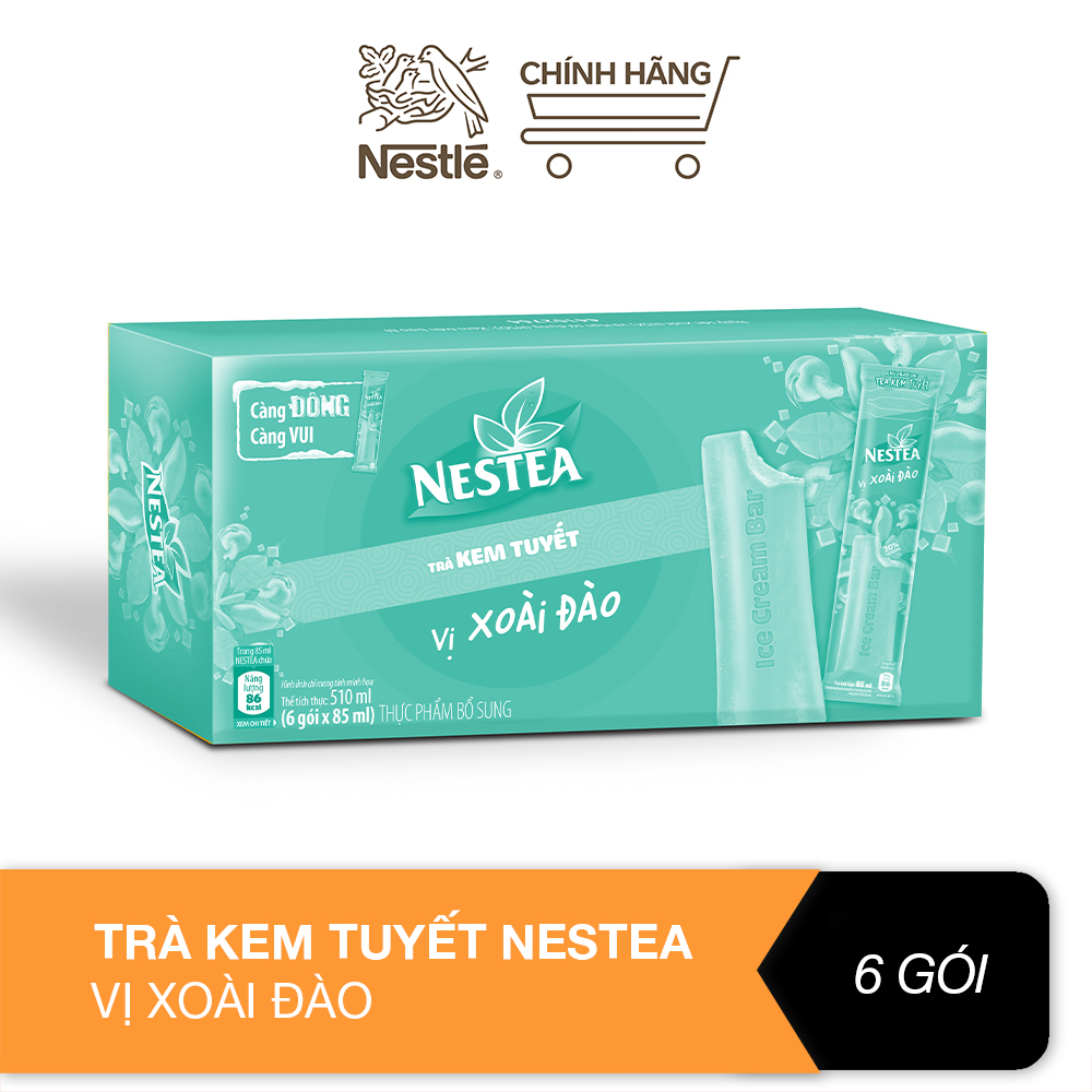 Trà kem tuyết Nestea vị xoài đào (Hộp 6 gói x 85ml)
