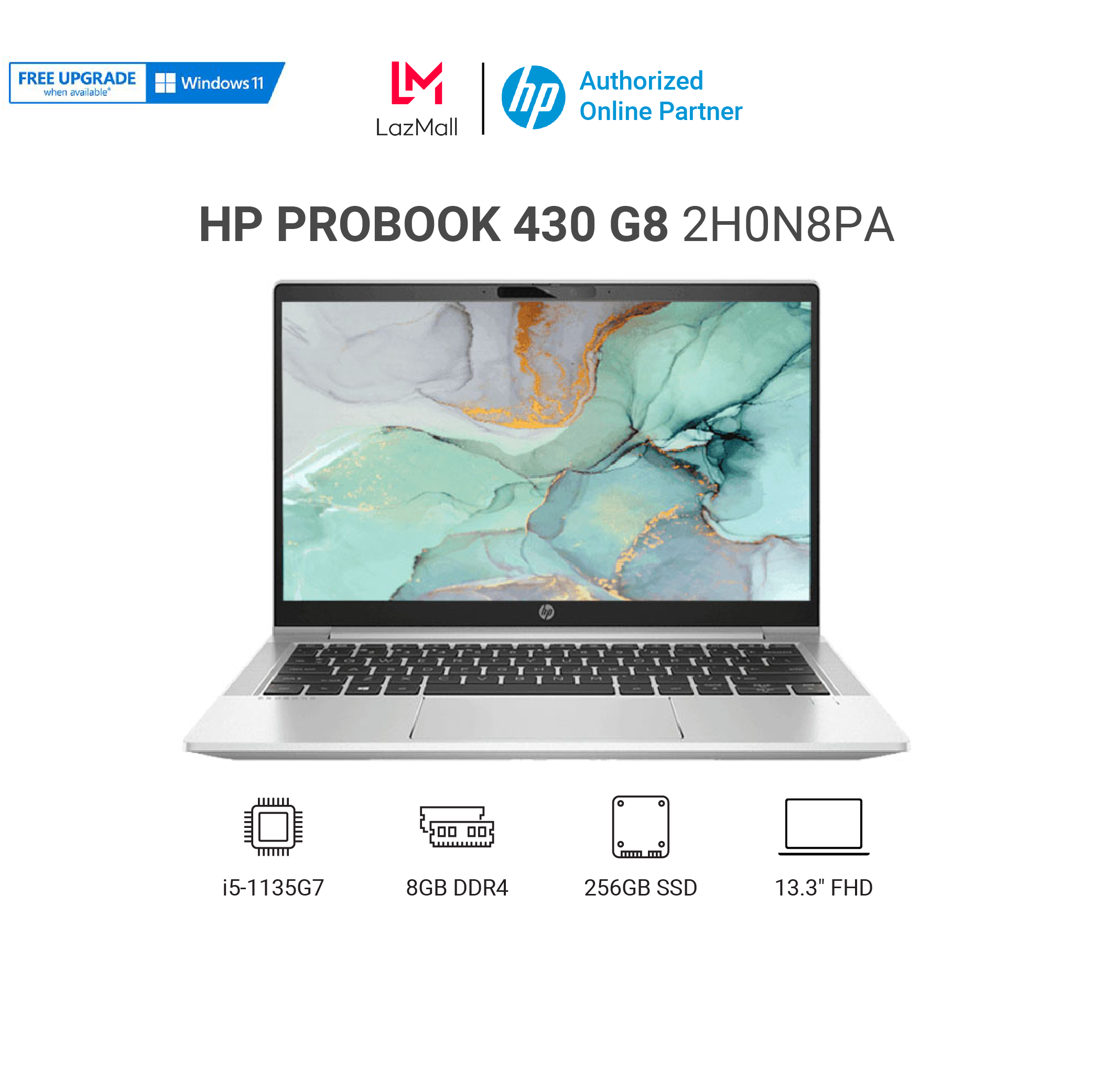 Laptop HP Probook 430 G8 2H0N8PA i5-1135G7 | 8GB RAM | 256GB SSD | Intel Iris Xe | 13.3 inch FHD | Win 10 | Bạc