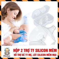 Hộp 2 núm trợ ti silicon an toàn hỗ trợ mẹ trong quá trình cho bé bú /Hộp 2 chiếc trợ ti silicon siêu mềm cho mẹ bị nứt cổ gà – ti thụt.