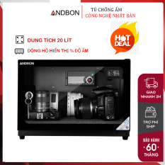 Tủ chống ẩm máy ảnh 20 Lít nhập khẩu CN Nhật Bản ANDBON AB-21C, tủ hút ẩm máy ảnh tự động 1 ngăn, có khóa, mút chống xước, đồng hồ hiển thị % độ ẩm- Bảo hành 5 năm