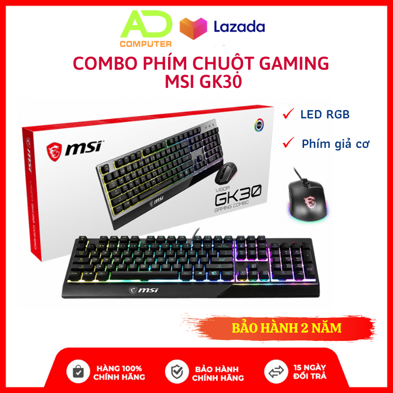 Combo Phím Chuột Gaming MSI Vigor GK30 (phím GK30 & chuột GM11) - BH Chính Hãng 24 Tháng
