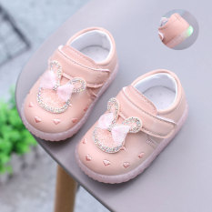 Giày tập đi, giày công chúa giày da phát sáng cho bé gái 0-2 tuổi chống trượt đế mềm cho bé