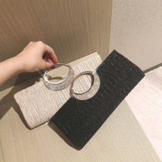 Túi ví cầm tay Clutch nữ túi đeo chéo quai tròn đính đá lấp lánh sang chảnh đi tiệc, đi chơi