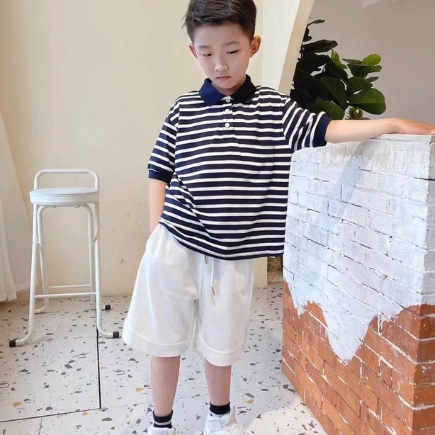 Áo POLO KẺ bé trai TANOSA, áo thun có cổ cho bé chất cotton 10-25kg