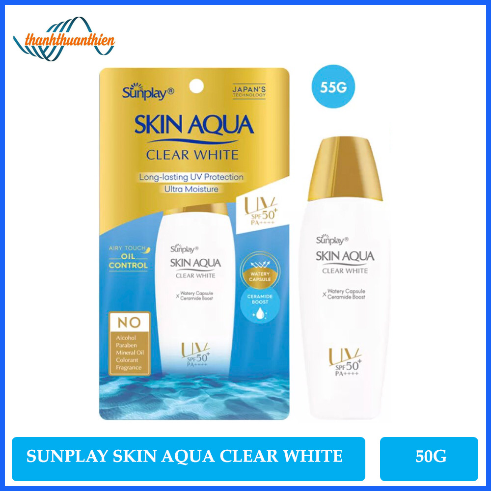 [HCM]Sữa Chống Nắng Dưỡng Da Trắng Mịn Tối Ưu Sunplay Skin Aqua Clear White SPF50+ PA++++ (55g)
