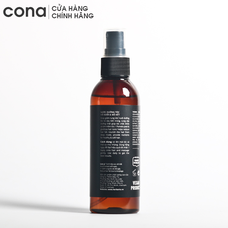 Nước xịt dưỡng tóc tinh dầu bưởi Herbario giúp dài tóc, mọc tóc nhanh nhơn