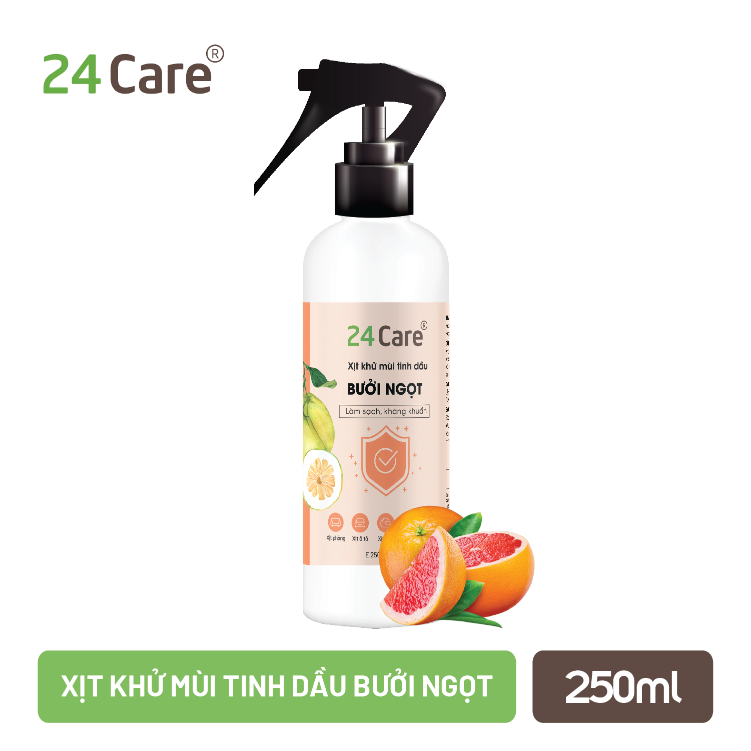 Xịt Phòng Tinh Dầu Hữu Cơ Organic 24Care 250ML – Kháng khuẩn – Khử mùi hôi – Đuổi muỗi, kiến ba khoan, côn trùng – Hương thơm thư giãn