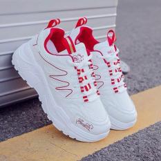 Giày sneaker nữ thể thao phối sóng màu Bi Shop (Trắng phối đen & Trắng phối đỏ)