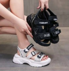 Dép sandal quai hậu nữ chữ RAW cá tính đế mềm êm chân