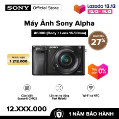 [VOUCHER 1.212K + VOUCHER 500K – TRẢ GÓP 0%] Máy Ảnh Sony Alpha A6000 + 16-50mm Bộ xử lý hình ảnh: BIONZ X Cảm biến: APS HD | HÀNG CHÍNH HÃNG