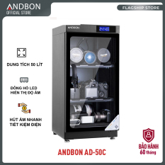 Tủ chống ẩm máy ảnh 50 Lít nhập khẩu ANDBON AD-50S, tủ hút ẩm 50L điều chỉnh cài đặt được % độ ẩm, 3 ngăn lớp mút chống xước có khóa bảo vệ – chính hãng bảo hành 5 năm