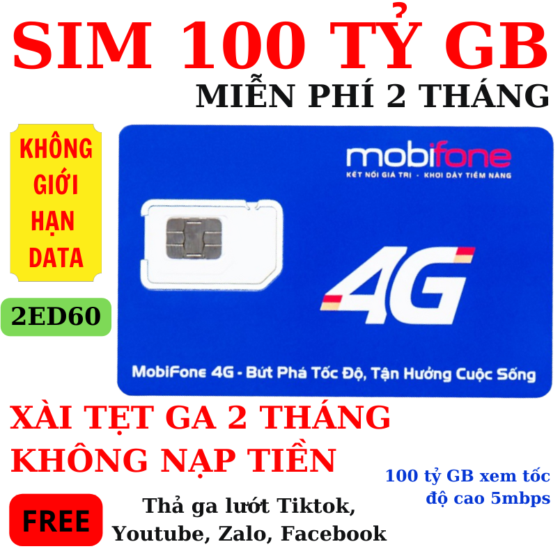Sim 4G trọn gói 16 tháng - Sim 4G MobiFone 180GB/ tháng 💯 không cần nạp tiền