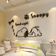 Cartoon Snoopy puppy 3D dán tường ba chiều cho phòng trẻ em, mẫu giáo, phòng khách, dán tường trang trí đầu giường phòng ngủ