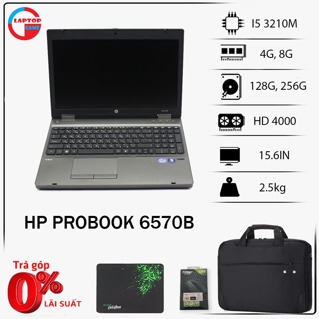 [Trả góp 0%]Laptop chơi game + đồ họa HP 6570B Core i5 3210M Ram 8G SSD 256g Màn 15.6 Phím...