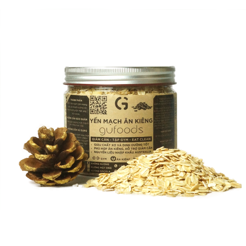 Yến mạch ăn kiêng GUfoods (200g) – Giàu chất xơ, Hỗ trợ giảm cân, Tập gym, vị không nướng