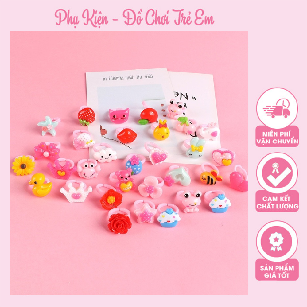 Set 10, 20, 50 Nhẫn Nhựa Trẻ Em Đáng Yêu, Ngộ Nghĩnh Nhiều Hình Size 1cm Cho Bé Gái – Nhẫn Nhựa Trẻ Em Đáng Yêu Xinh Xắn Nhiều Màu (Ảnh Thật) Phụ Kiện Trang Sức Xinh Xắn Dành Cho Bé❤️Phụ Kiện – Đồ Chơi Trẻ Em