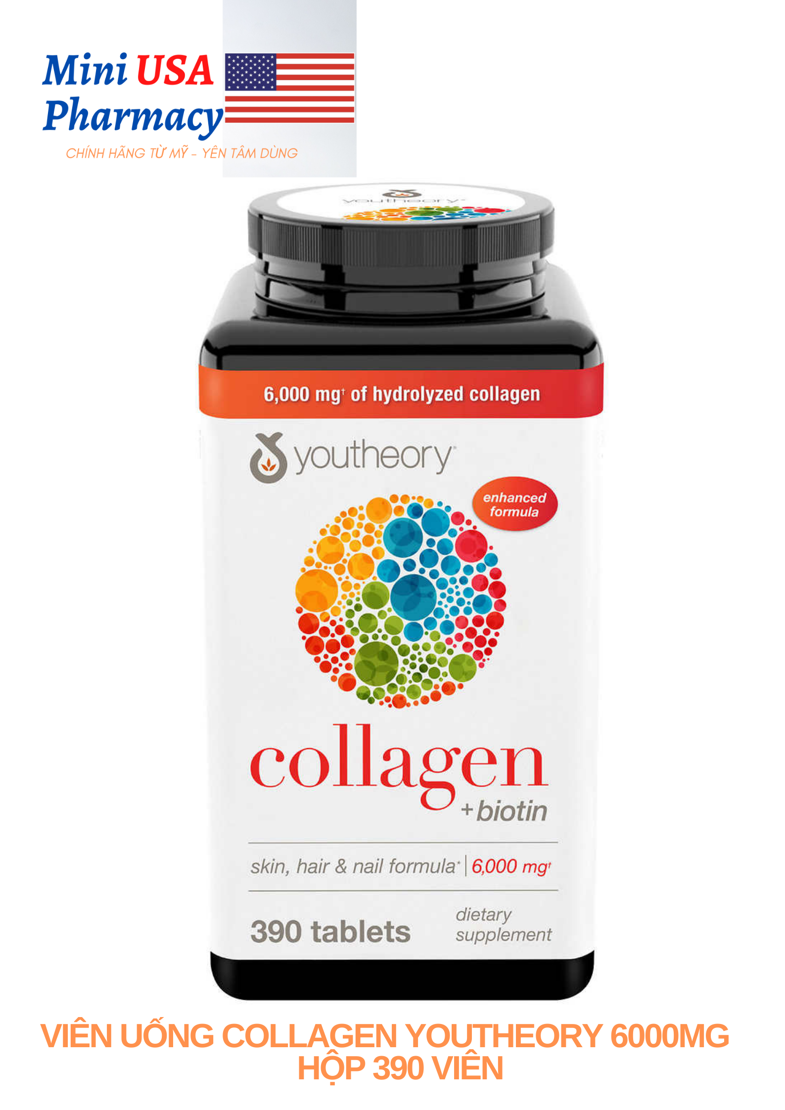 [Hàng Mỹ] Viên uống bổ sung Collagen Youtheory (Collagen Type 1-2-3) – Hộp 390 Viên.