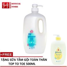 Sữa tắm chứa sữa và gạo Johnson’s baby bath milk rice 1000ml + tặng 1 sữa tắm gội toàn thân TOP TO TOE 500ml