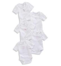 Set 5 body trắng tay ngắn cho bé trai và gái 0 – 24 tháng
