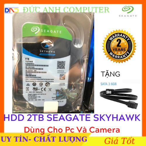 Ổ Cứng Hdd SEAGATE 2TB SkyHawk -Bảo Hành 2 Năm – 1 Đổi 1- Tặng Cáp sata3 Zin- Clip Thật