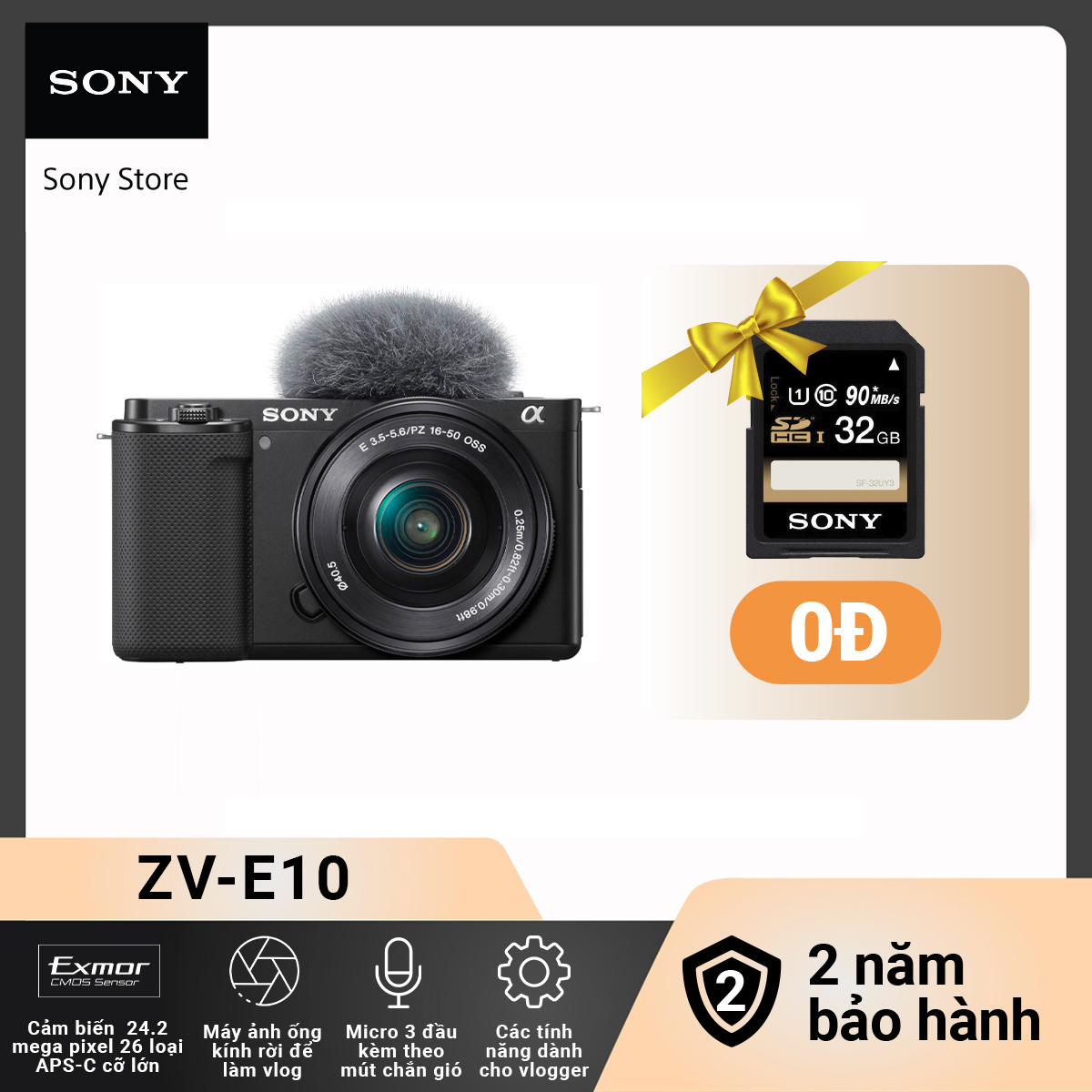 Máy ảnh kỹ thuật số ống kính rời Sony ZV-E10
