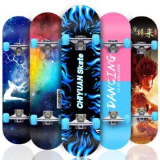 Ván trượt skateboard thể thao cao cấp Mặt nhám hình bánh xe có đèn led tư phát sáng