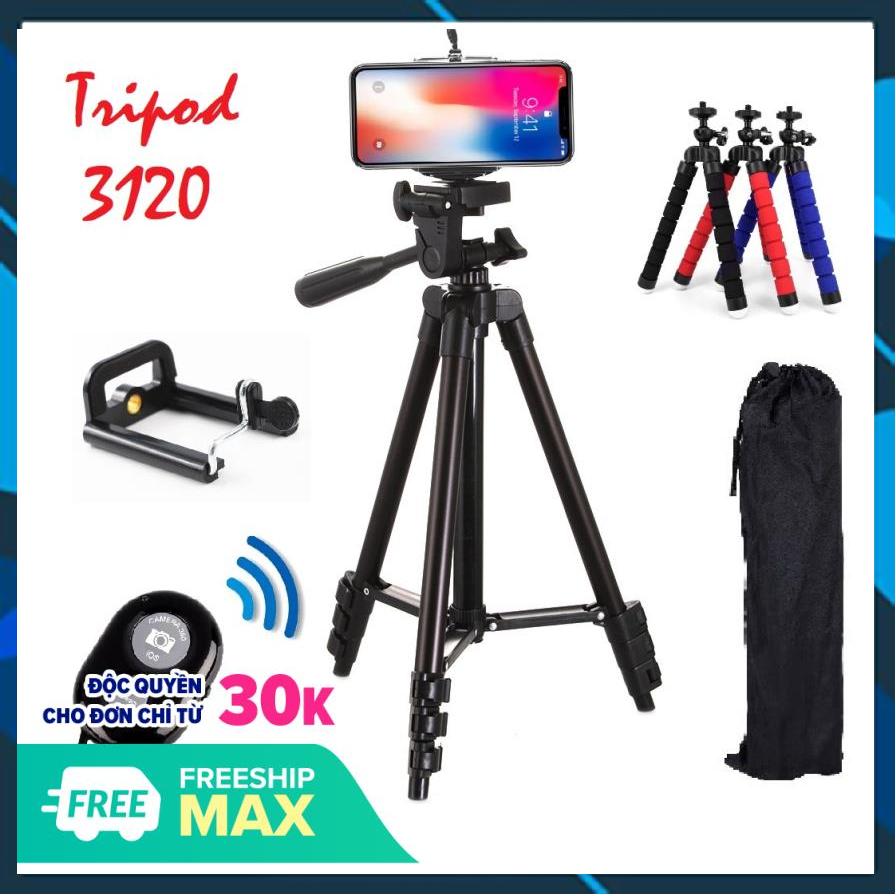 ✔️ FREESHIP✔️ [LOẠI MỚI 2020] Chân máy ảnh, Gậy chụp hình Tripod 3120 + Tặng kèm 1 Remote chụp hình + 1 Tripod bạch tuột + 1 Gá kẹp điện thoại