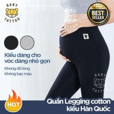 Quần Legging cotton mẹ bầu BABY TATTOO/phụ nữ đang mang thai kiểu Hàn Quốc