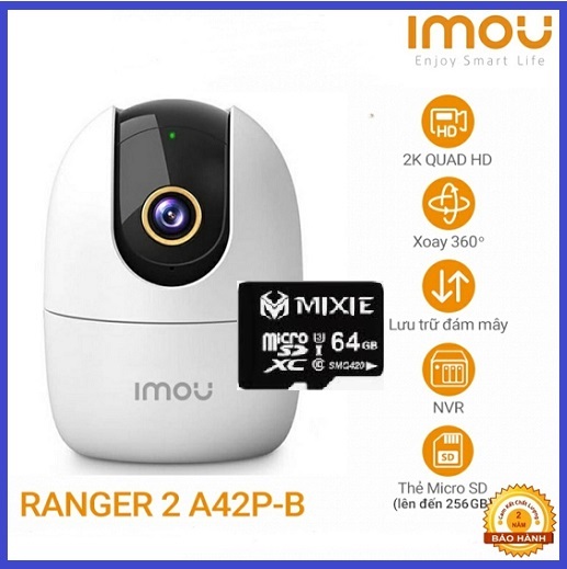 [HCM]Camera IP Wifi Imou Ranger 2 - A22-2.0Mps/ A42 4.0 - Xoay 360 Full HD 1080p - BẢO HÀNH 2...