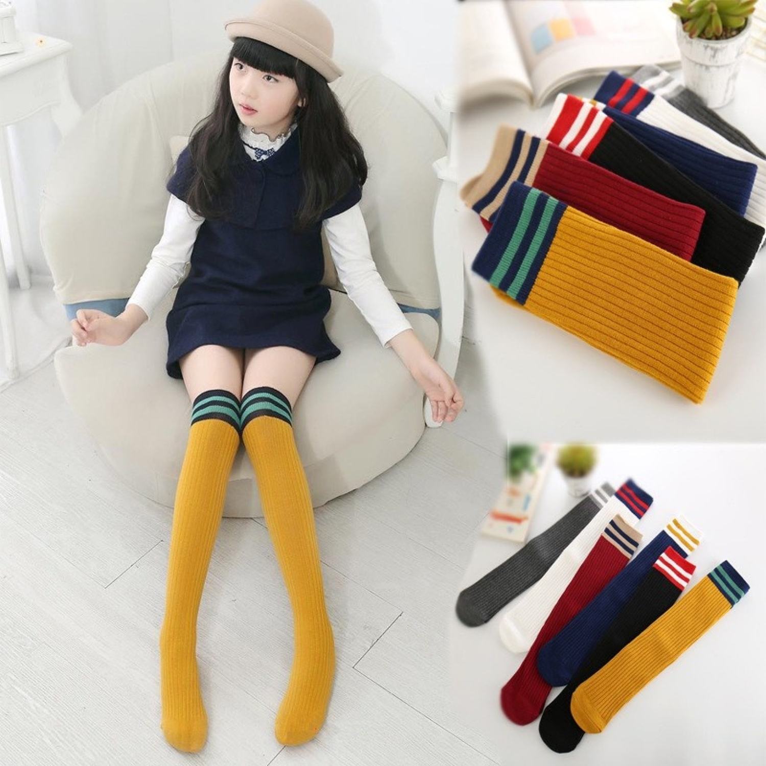 Tất vớ đùi bé gái Hàn Quốc loại đẹp Freesize cho bé từ 4-9 tuổi ( Tất dài khoảng 35cm)-...