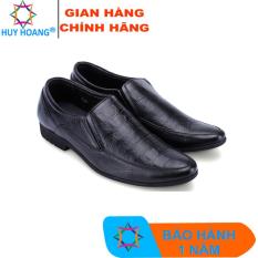 Giày nam Huy Hoàng da bò vân cá sấu màu đen HK7159