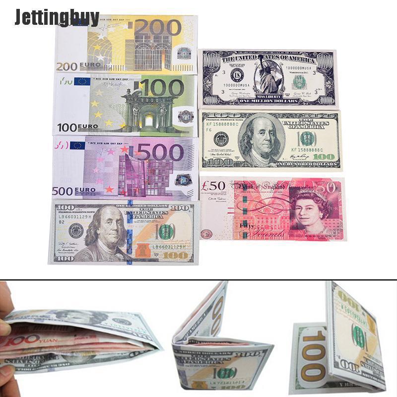 Jettingbuy Chic Unisex Nam Nữ Tiền Tệ Ghi Chú Mẫu Pound Dollar Euro Ví
