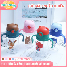 Bình nước học sinh có ống hút họa tiết hoạt hình dễ thương, tránh vỡ tránh chảy nước – Bình nước trẻ em có tay cầm, Bình nước mang theo cho con đi học