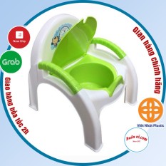 Ghế bô cho bé nhựa Việt Nhật, bô đi vệ sinh cho bé có nắp đậy tay vịn chắc chắn an toàn thoải mái (MS:3091)