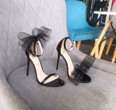 GIÀY SANDAL CAO GÓT NHỌN 9P ĐÍNH NƠ SIÊU XINH KÈM CLIP