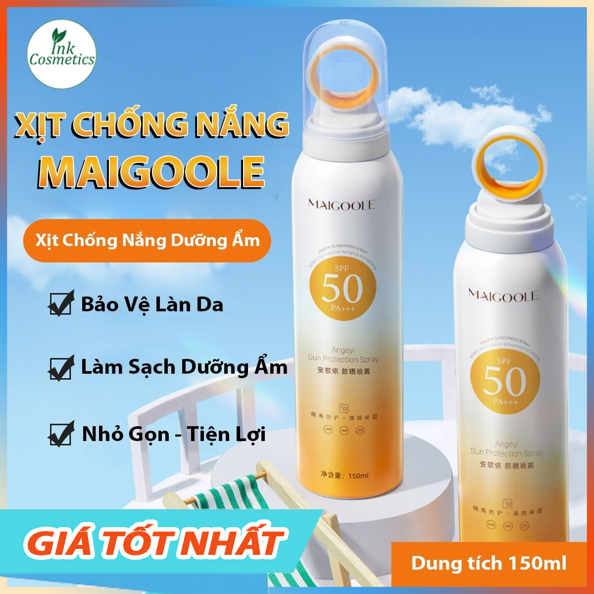 Xịt Chống Nắng Phun Sương Toàn Thân MAIGOOLE PA++++ SPF 50+ Dưỡng Ẩm, Chống Nắng Cao , Bảo Vệ Làn Da