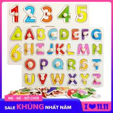 Bộ 2 Bảng Ghép Học Chữ Và Học Số Bằng Gỗ Cho Bé