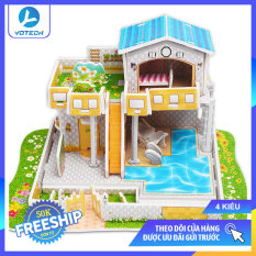 Đồ chơi xếp hình lâu đài 3D cho trẻ em,educational toys for kids sticker one piece figure puzzle for kids 3D DIY Puzzle Castle Model Cartoon House Assembling Paper Toy Kid Early Learning