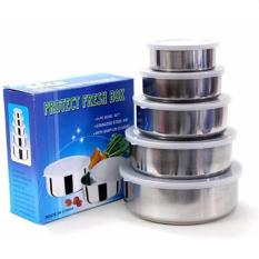 Bộ 5 Hộp Đựng Thực Phẩm Bằng Inox (Màu Bạc) -Hộp Inox đựng thực phẩm bảo quản thức ăn cho tủ lạnh cao cấp có nắp đậy – hộp đựng thực phẩm an toàn cho lò vi sóng tủ lạnh máy rửa bát