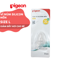 Núm vú cổ hẹp silicone mềm Pigeon L (2 cái/vỉ)