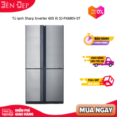 [Trả góp 0%]Tủ lạnh Sharp Inverter 605 lít SJ-FX680V-ST – Miễn phí vận chuyển & lắp đặt Hà Nội (HCM&ngoại tỉnh liên hệ shop)- Bảo hành chính hãng