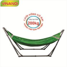 Võng xếp khung thép cao cấp VINANOI KVT32 lưới đại màu xanh lá