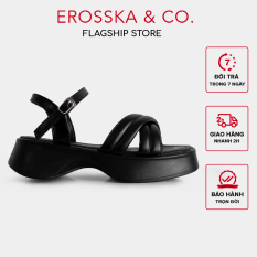 Erosska – Sandal nữ đế xuồng dây mảnh cao cấp màu đen cao 3cm – SB012
