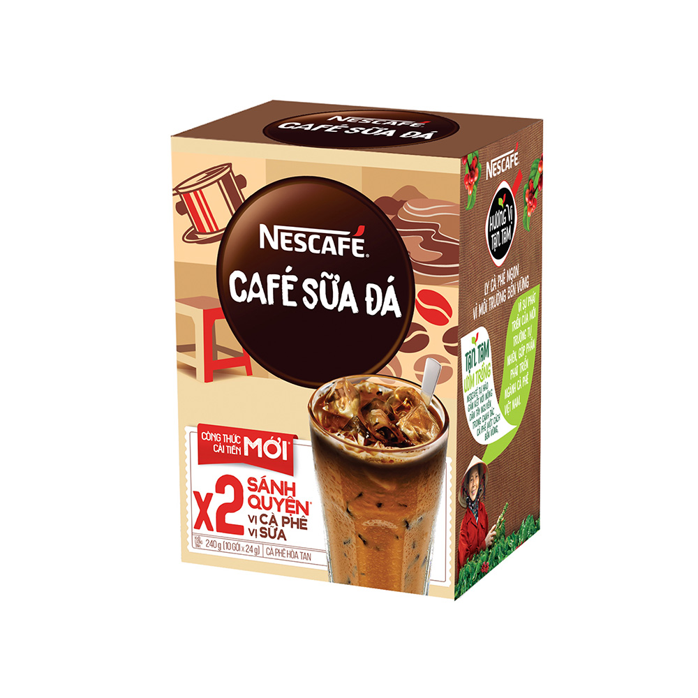 Cà phê hòa tan Nescafé 3in1 cà phê sữa đá (Hộp 10 gói x 24g)