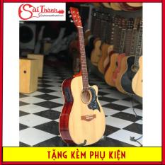 Đàn guitar acoustic có eq âm vang và sáng + Tặng Bao da + pick gãy + sách hướng dẫn + dây sơ cua + dây jack kết nối amly