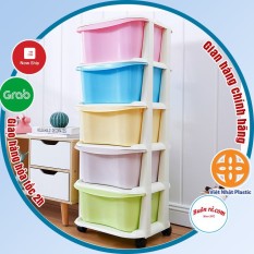 Tủ nhựa đa sắc màu 5 tầng nhựa Việt Nhật, tủ đựng quần áo, đồ dùng đa năng có bánh xe (MS: 3638)