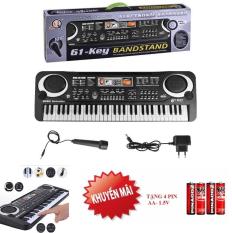 Đàn piano 61 phím kèm micro giúp bé học tập,luyện thanh nhạc,tập hát,chơi nhạc giải trí ( tặng 4 pin AA-1.5V)