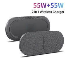 ◎ GYSO 55W Dual 55W Fast Wireless Charger for Samsung S21 S20 S10 iPhone 14 13 12 11 XS XR X 8 Airpods 3 Pro 2 In 1 Charging Pad
